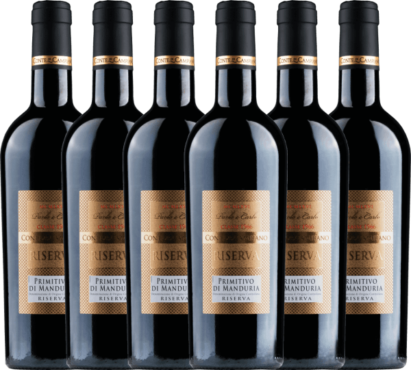 6er Vorteils-Weinpaket - Primitivo di Manduria Riserva DOC 2018 - Conte di Campiano